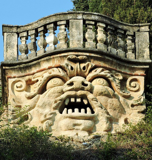 A monster carved into stone