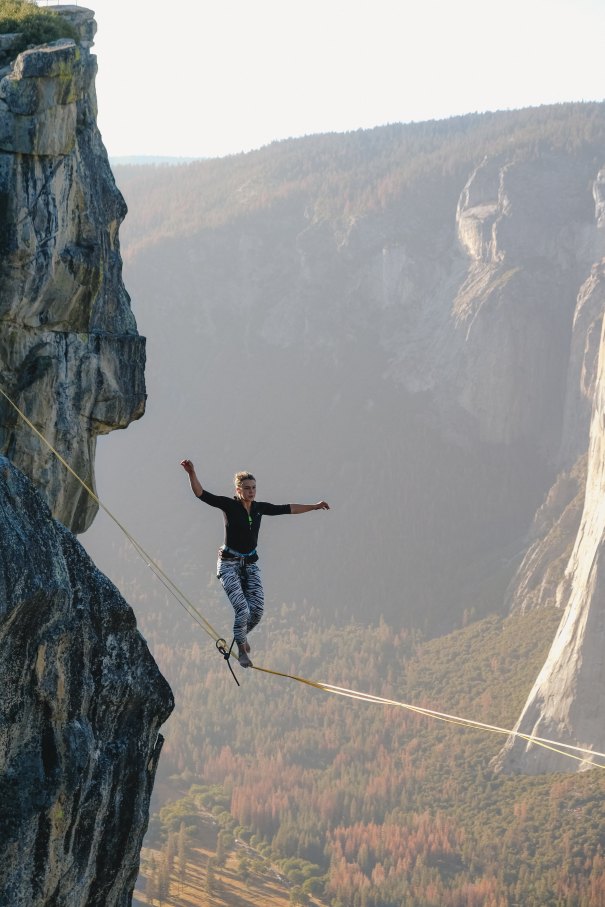 A picture of a person walking a tightrope